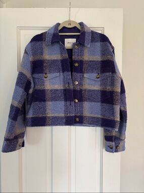 Aritzia Wilfred Free Plaid Shacket Jacket - Purple & Lavendar